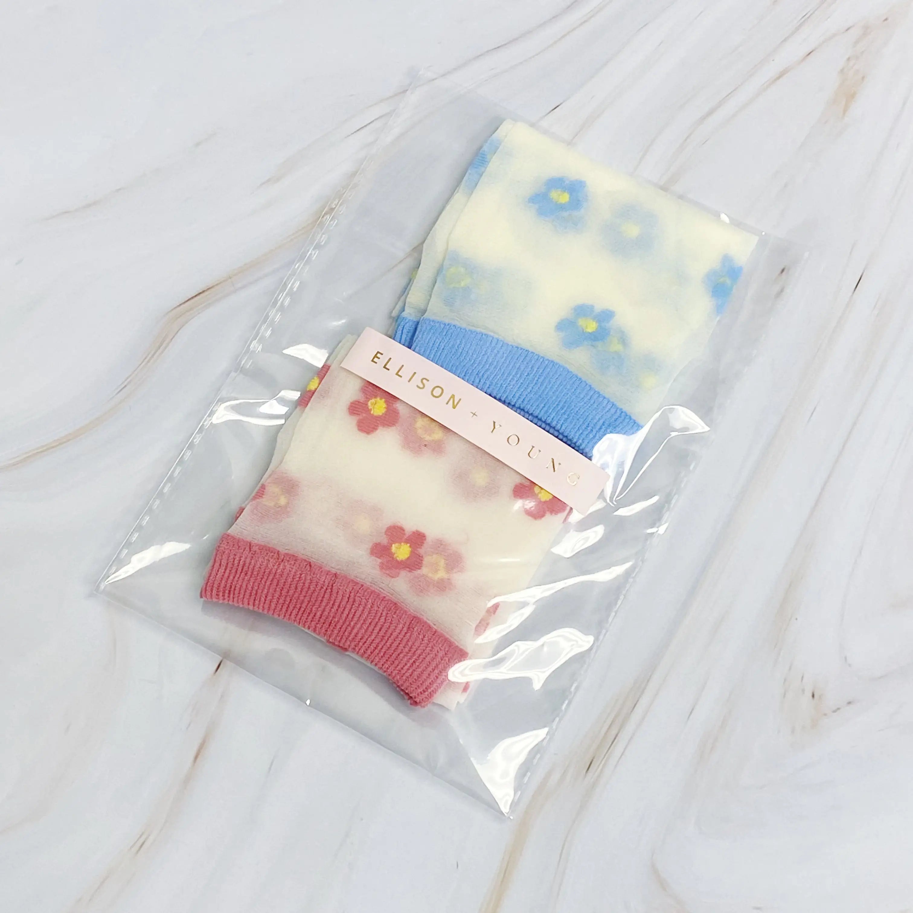 Mini Flower Sheer Socks Set Of 2 Pairs